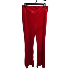 ModCloth Women's Standard L Red Velvet Flare Leg Pull-On Pants  70s, Bohemian